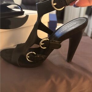 Nine West Black Chunky Heel Mules